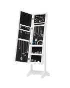 Armoire à bijoux sur pied avec miroir et LED Jewight blanche - 37.5x136.5x36.5 cm