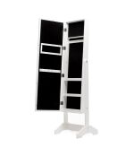 Armoire à bijoux sur pied avec miroir et LED Jewight blanche - 37.5x136.5x36.5 cm