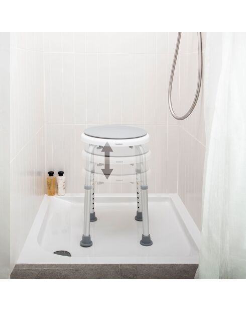 Tabouret de salle de bain pivotant gris/blanc - 32.5x36-54 cm