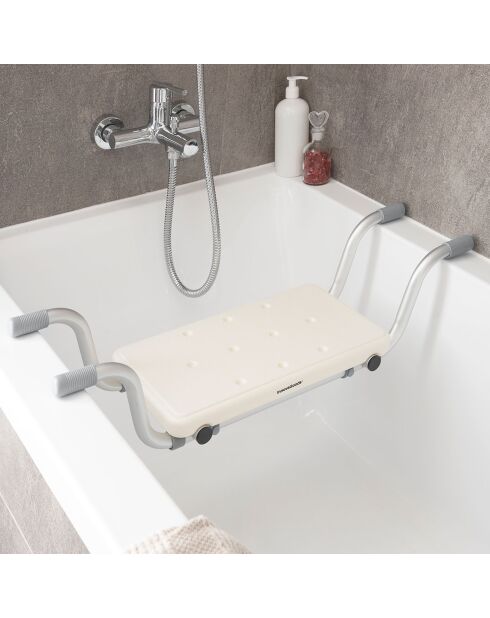 Tablette/Siège de bain 2 en 1 blanc/gris