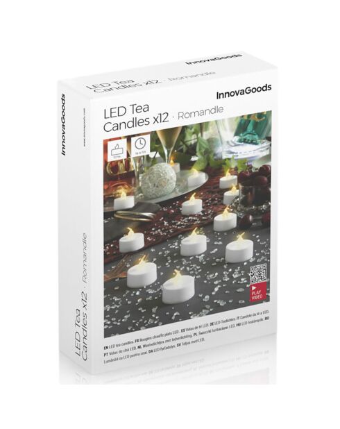 12 Bougies chauffe-plat LED Romandle blanches