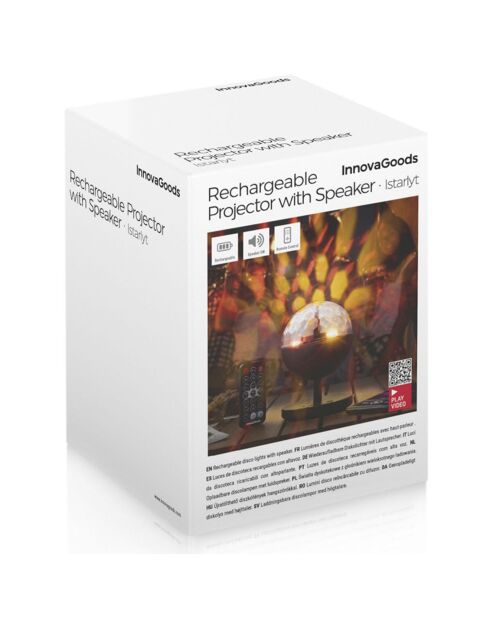 Projecteur rechargeable avec haut-parleur noir transparent