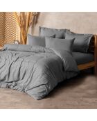Parure housse de couette unie grise