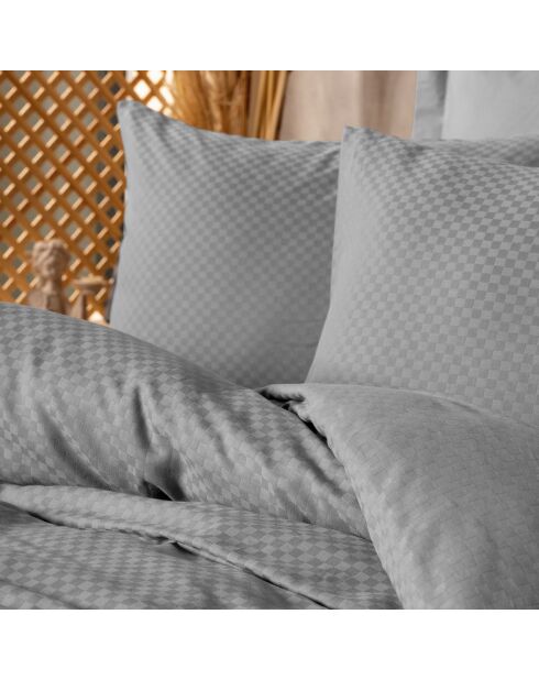 Parure housse de couette unie grise