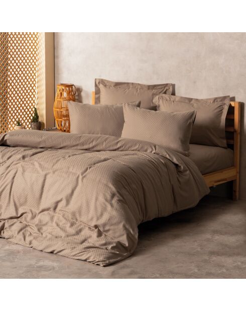 Parure housse de couette unie vison
