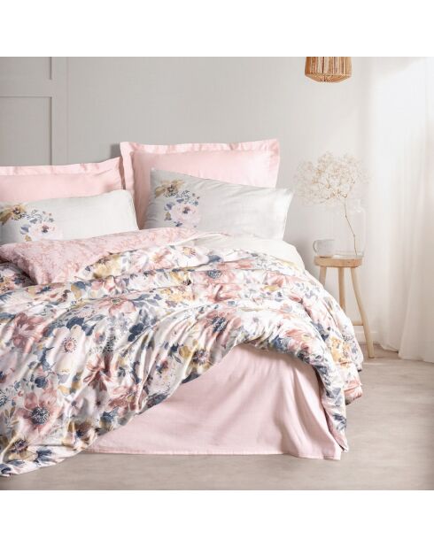 Parure housse de couette en satin de coton Dalya poudre