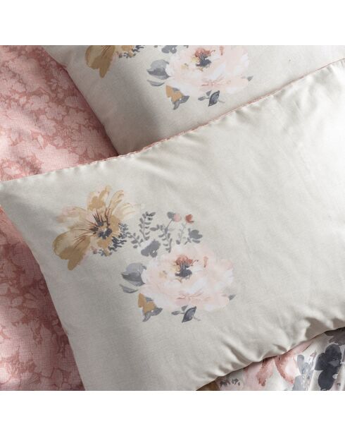 Parure housse de couette en satin de coton Dalya poudre