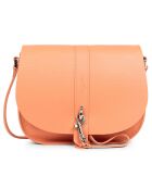 Sac besace en Cuir Foulonné Double orange clair - 24x21x7 cm