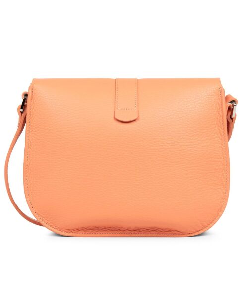 Sac besace en Cuir Foulonné Double orange clair - 24x21x7 cm