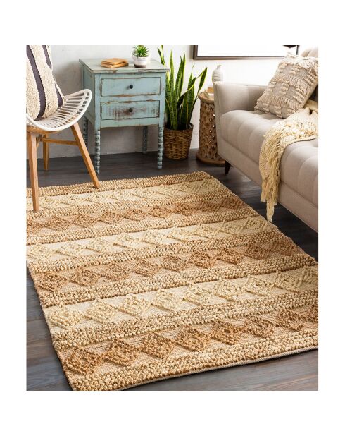 Tapis naturel Jute beige/camel