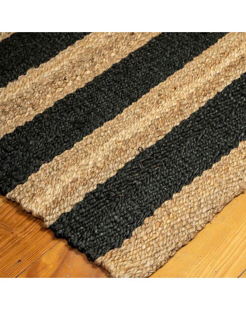 Tapis naturel Jute beige/noir