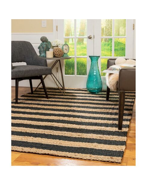 Tapis naturel Jute beige/noir