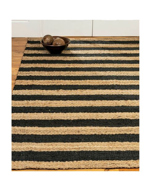 Tapis naturel Jute beige/noir