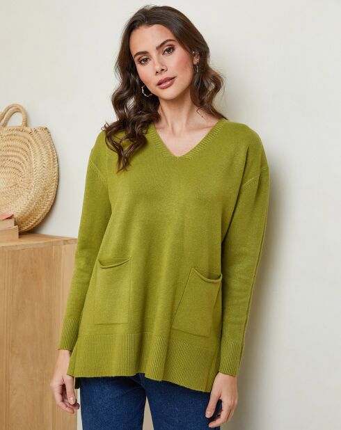 Pull col V Emmalyne vert