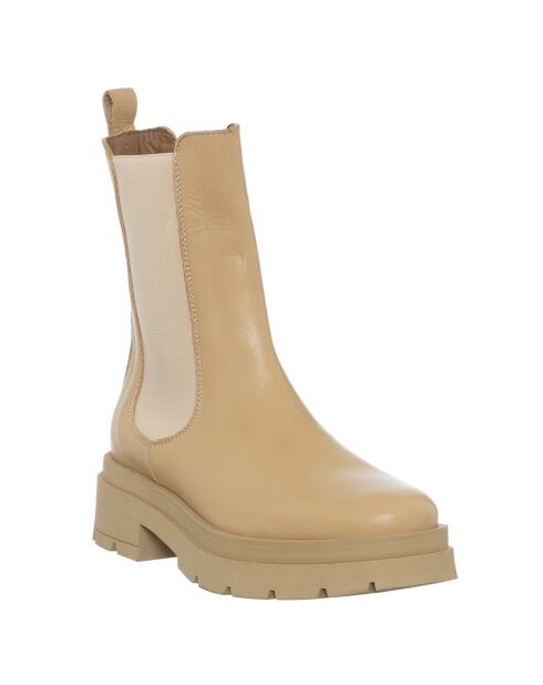 Chelsea boots en Cuir Romy capuccino