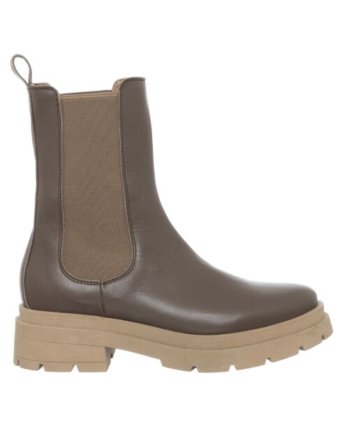Chelsea boots en Cuir Romy taupe - Talon 5 cm
