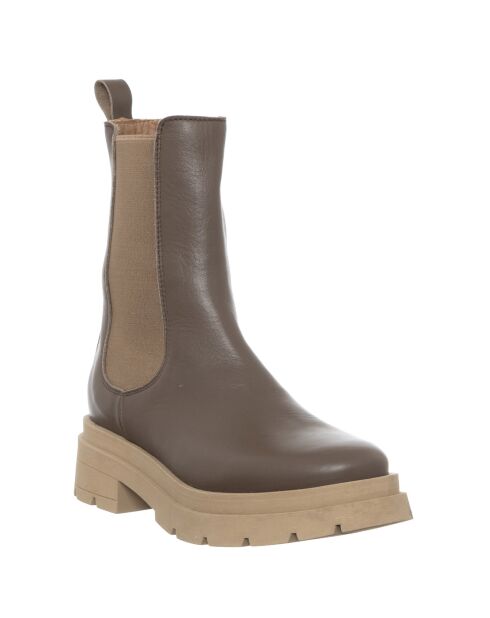 Chelsea boots en Cuir Romy taupe - Talon 5 cm