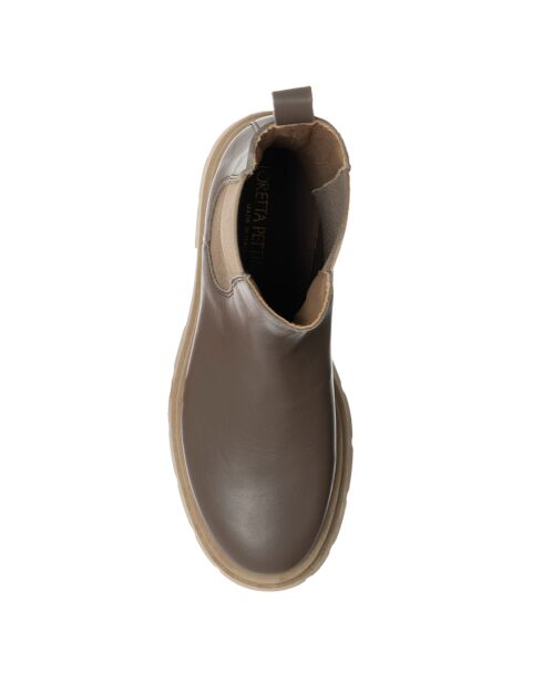 Chelsea-Stiefel Romy aus taupefarbenem Leder - 5 cm Absatz