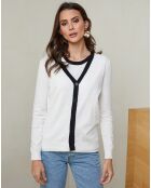 Ensemble Top col rond & Gilet col V Aubrie blanc