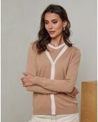 Ensemble Top col rond & Gilet col V Aubrie camel