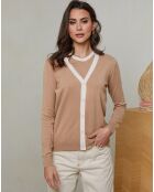 Ensemble Top col rond & Gilet col V Aubrie camel