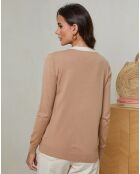 Ensemble Top col rond & Gilet col V Aubrie camel