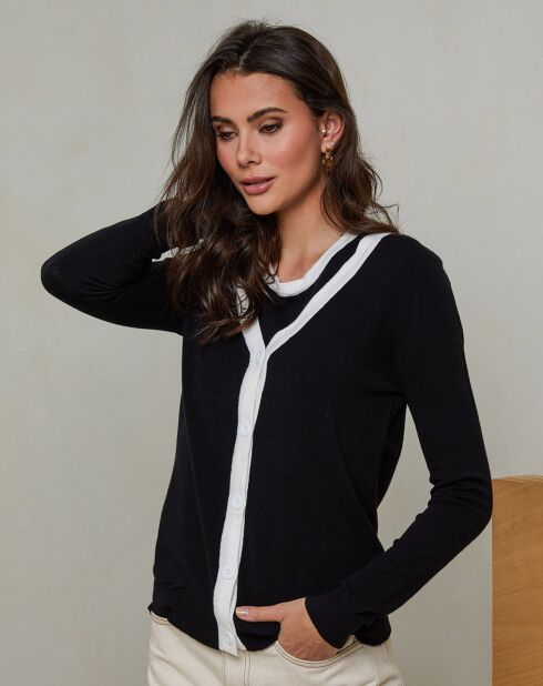 Ensemble Top col rond & Gilet col V Aubrie noir