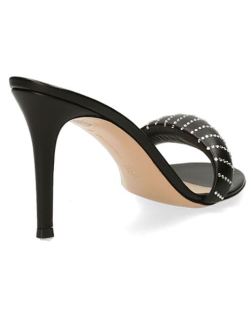 Mules en Cuir Bijoux noires - Talon 8.5 cm