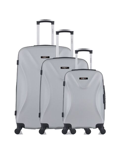 3 Valises 4 roues simples Garibaldi 55/65/75 cm grises