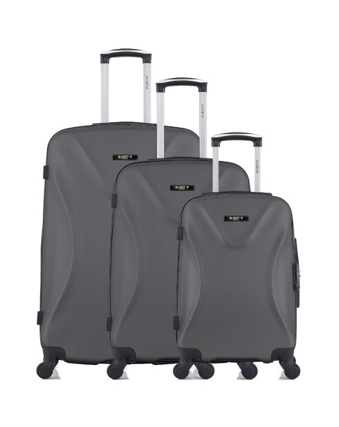 3 Koffer 4 Räder einfach Garibaldi 55/65/75 cm dunkelgrau