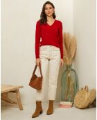 Romane rode trui van 100% kasjmier met V-hals