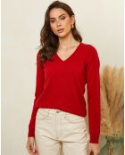 Romane rode trui van 100% kasjmier met V-hals