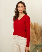 Romane rode trui van 100% kasjmier met V-hals