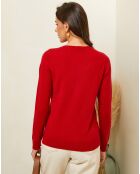 Romane rode trui van 100% kasjmier met V-hals