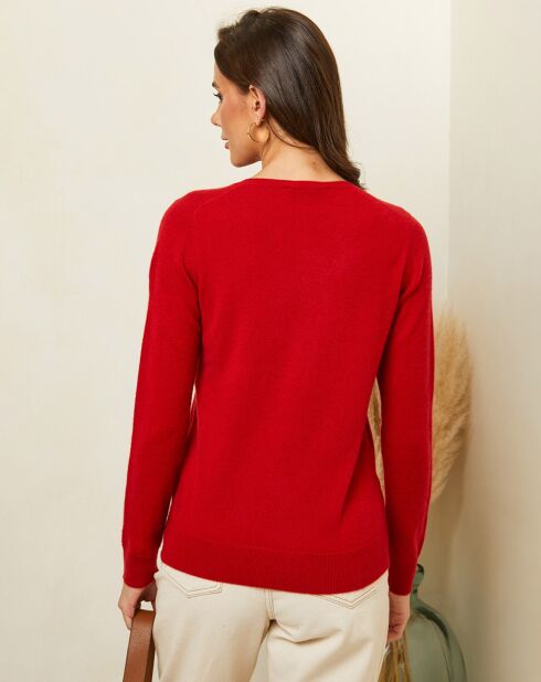 Romane rode trui van 100% kasjmier met V-hals