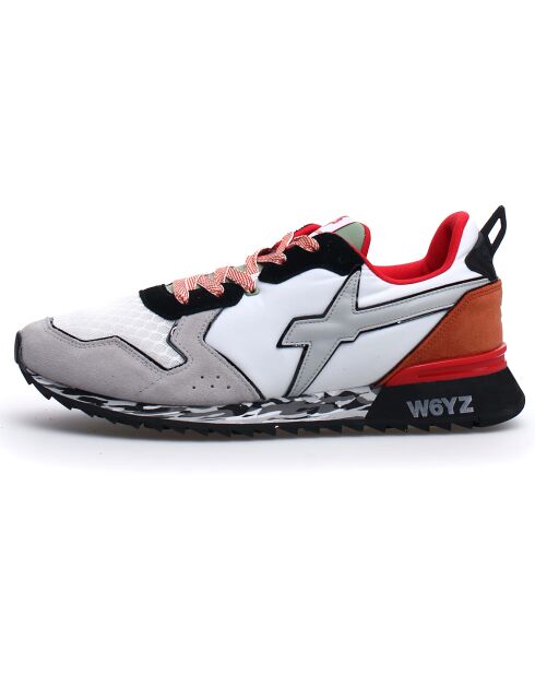 Sneakers en Cuir Jet blanc/gris/rouge