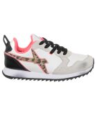 Sneakers aus Jet-Leder in Weiß/Leoparden/Rosa