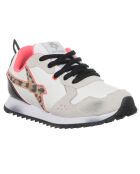 Sneakers aus Jet-Leder in Weiß/Leoparden/Rosa