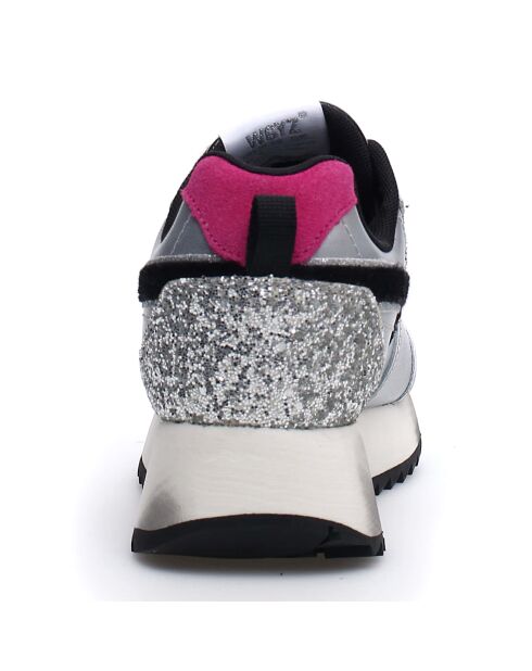 Sneakers en Cuir Kis argenté/noir