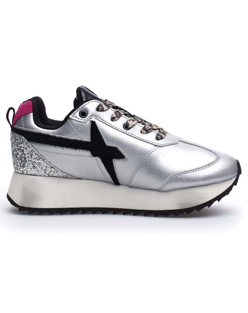 Sneakers en Cuir Kis argenté/noir