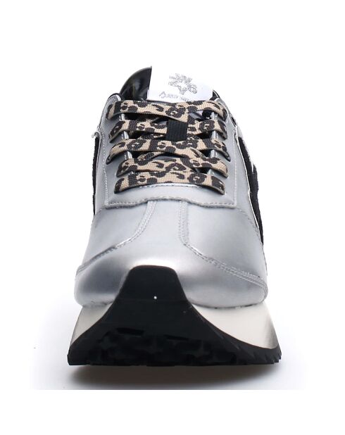 Sneakers en Cuir Kis argenté/noir