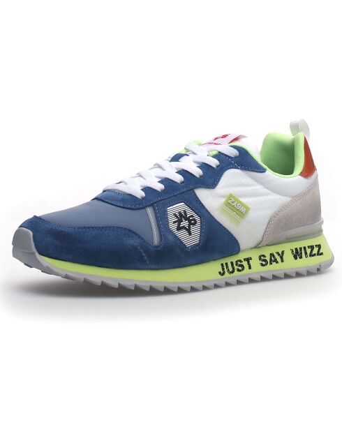 Sneakers en Cuir Max bleu/blanc/vert/gris