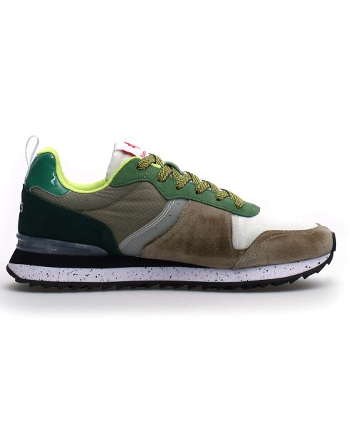 Sneakers en Cuir Max kaki/blanc
