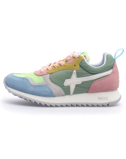 Sneakers en Cuir Mya vert/rose/bleu