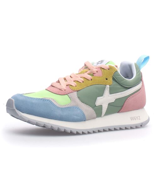 Sneakers en Cuir Mya vert/rose/bleu