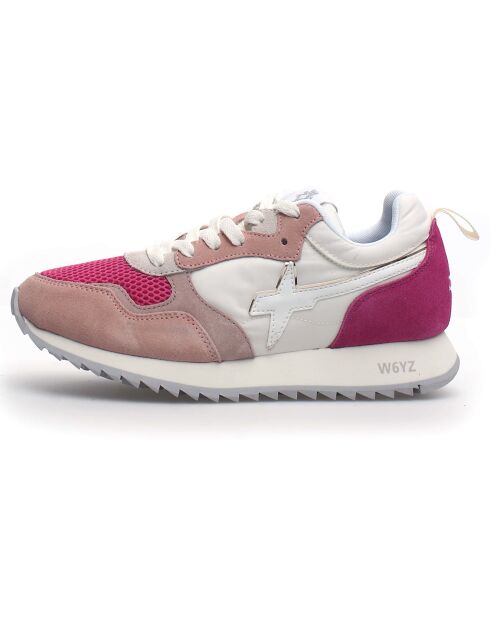 Sneakers en Cuir Mya blanc/rose