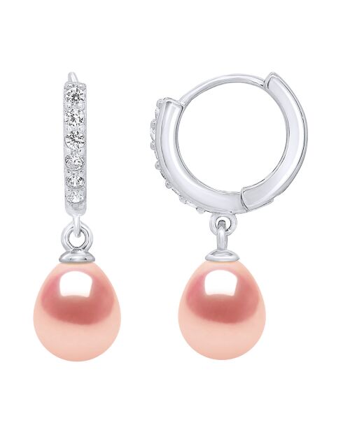 Boucles d'oreilles Argent &  Perles de Culture d'Eau Douce Poires rose naturel