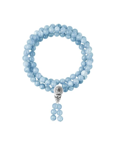 Rundes himmelblaues Armband aus Silber und Aquamarin