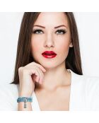 Rundes himmelblaues Armband aus Silber und Aquamarin
