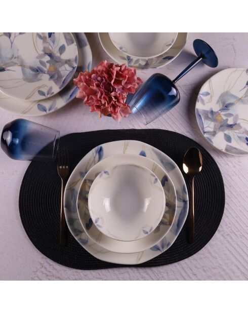 Service de Table en Porcelaine multicolore - 24 pièces